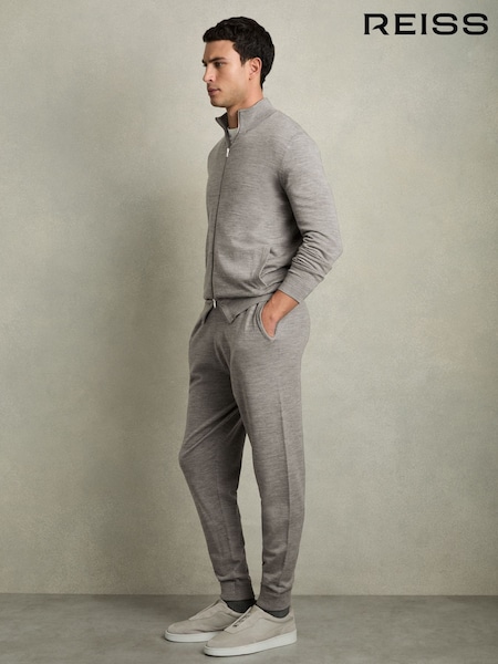 Lämmin harmaa melange - Reiss Hampshire Merino Wool Funnel-neck Cardigan (AC4757) | €186