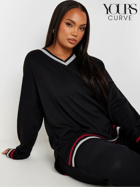 Yours Curve Black Structured Sweatshirt (AC4837) | €42