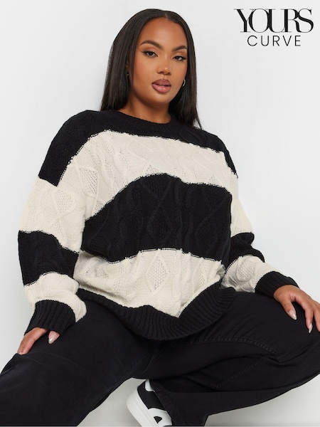 Yours Curve Cable Stripe Mix Jumper (AC4842) | €46