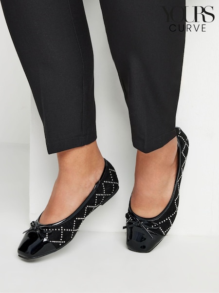Yours Curve Extra Wide Fit Diamante Ballet Pumps (AC4845) | €41