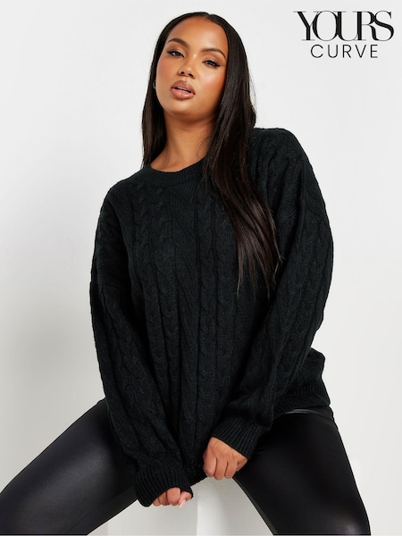 Yours Curve Black Cable Jumper (AC4866) | $54