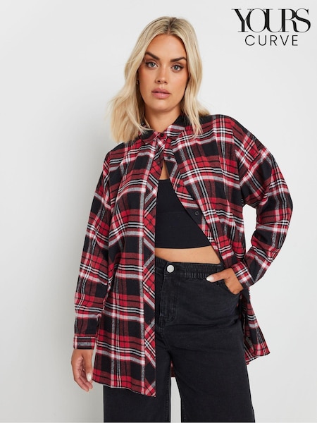 Yours Curve Red Oversized Checked 100% Cotton Shirt (AC4868) | €36