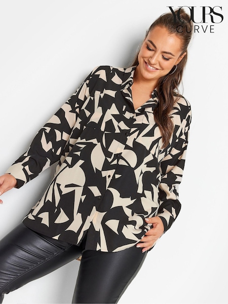 Yours Curve Abstract Print Oversized Shirt (AC4871) | ‏146‏₪