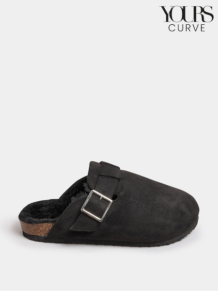 črna - Yours Curve Extra Wide Fit Faux Fur Lined Clogs (AC4875) | € 45