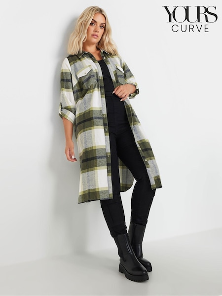 Verde - Yours Curve Maxi Check 100% Cotton Cămăși (AC4879) | 231 LEI
