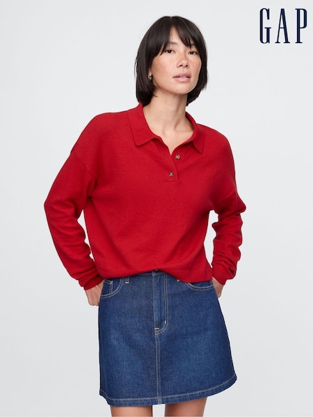 Roșu - Gap CashSoft Polo Jumper (AC4886) | 261 LEI