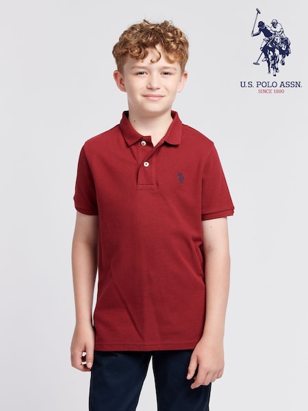 U.S. Polo Assn. Dark Red Boys Double Horsemen 100% Cotton Polo Shirt (AC4922) | €50 - €60