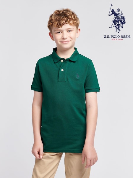 U.S. Polo Assn. Green Ground Boys Double Horsemen 100% Cotton Polo Shirt (AC4927) | €50 - €60