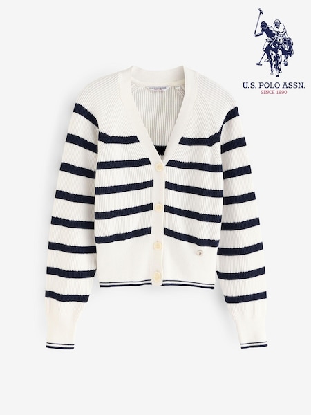 Bela - U.S. Polo Assn. Womens Stripe Cropped Rib Cardigan (AC4931) | € 92