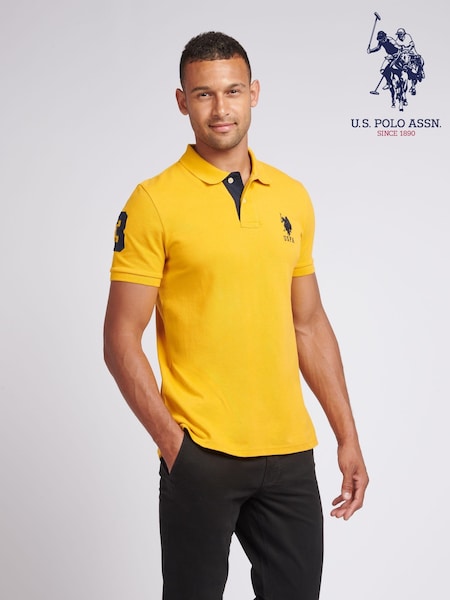 Yellow Chrome - U.S. Polo Assn. Regular Fit Mens Player 3 Pique 100% Cotton Polo Shirt (AC4935) | ‏320 د.إ.‏