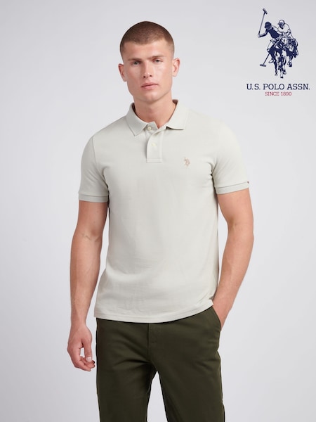U.S. Polo Assn. Light Natural Regular Fit Pique 100% Cotton Polo Shirt (AC4939) | 247 QAR