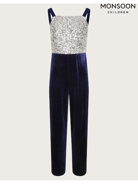 Monsoon Blue Savannah Sequin Jumpsuit (AC4962) | €35 - €38