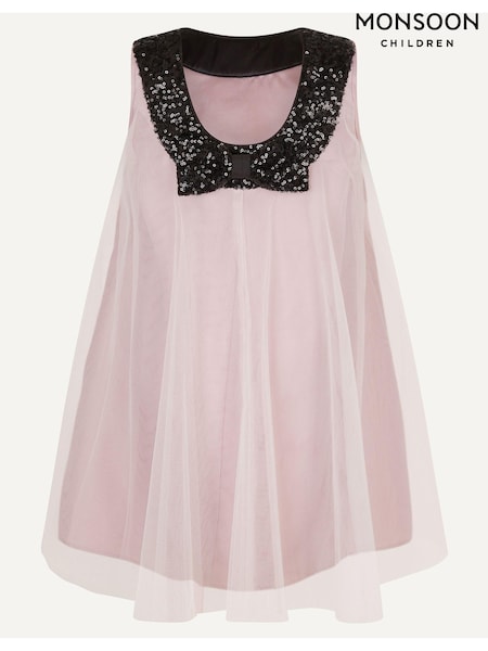 Monsoon Pink Ailani Sequin Bow Tulle A-Line Dress (AC4963) | AED327 - AED355