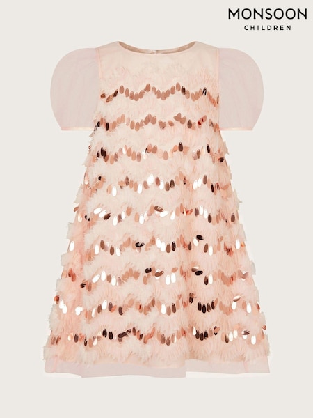 Monsoon Pink Sequin Ruffle A-Line Dress (AC4967) | AED355 - AED426