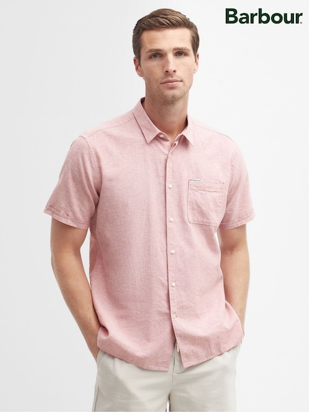 Barbour® Pink Nelson Linen Blend Short Sleeve Shirt (AC5023) | €120