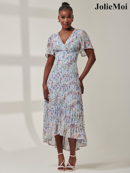 Jolie Moi Blue Meagan V-Neck Chiffon Maxi Dress (AC5027) | ₪397