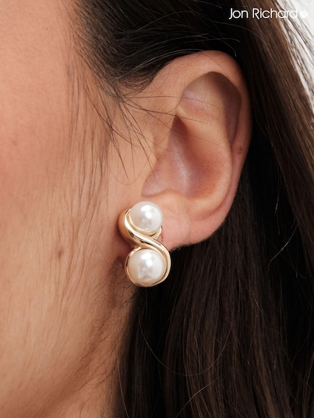 Jon Richard Tone Polished And Pearl Infinity Clip Earrings (AC5037) | € 31