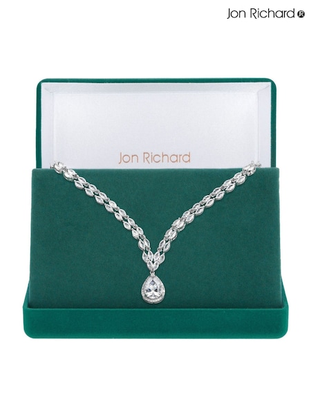 Jon Richard Silver Tone Cubic Zirconia Crystal Statement Pear Drop Necklace (AC5045) | €59
