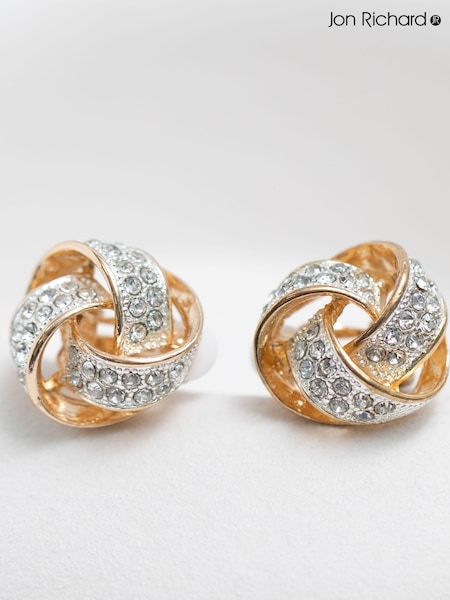 Jon Richard Gold Tone Crystal Knot Clip Earrings (AC5060) | €25