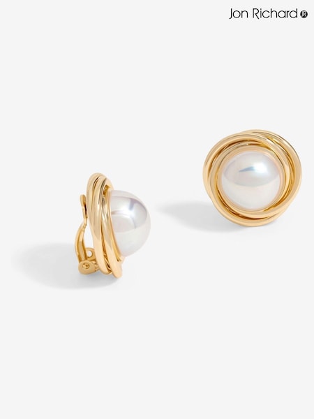 Jon Richard Gold Tone Polished Twist And Pearl Stud Earrings (AC5062) | €25