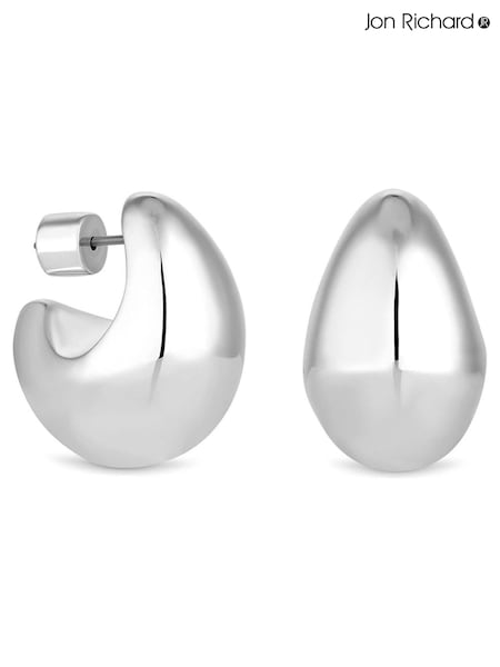 Jon Richard Silver Tone Curved Domed Earrings (AC5095) | €25