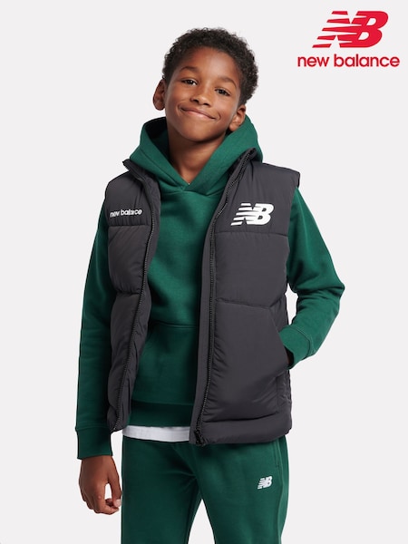 New Balance Black Boys Graphic Logo Quilted Gilet (AC5258) | €106 - €127