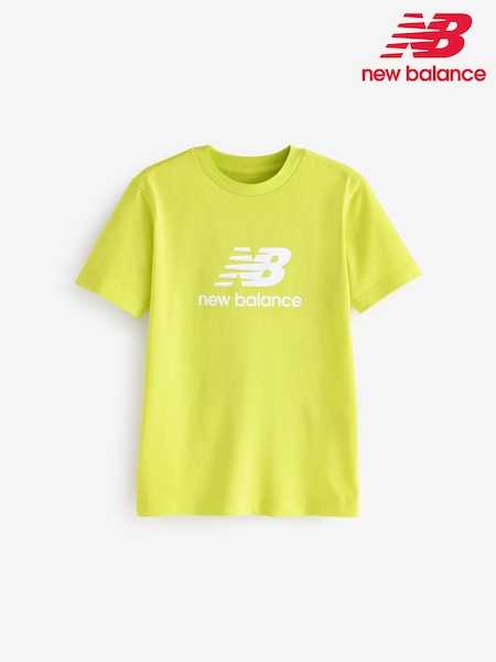New Balance Yellow Boys 100% Cotton Stacked Logo T-Shirt (AC5263) | AED105