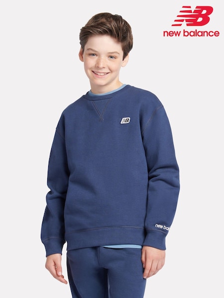New Balance Blue Boys 100% Cotton Premium Loopback Sweatshirt (AC5270) | €73 - €87