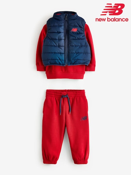 New Balance Red Baby Boys Sweatshirt Joggers And Gilet Set (AC5297) | €99