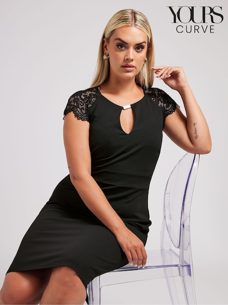 Yours Curve London Lace Sleeve Keyhole Shift Dress (AC5306) | €83
