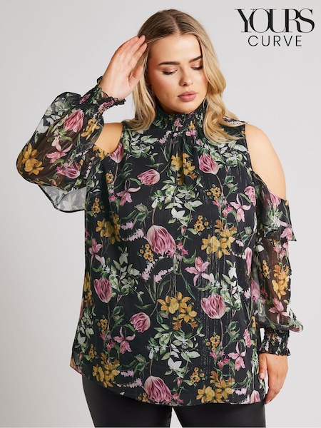 Yours Curve London Cold Shoulder Shirred Detail Blouse (AC5307) | €22