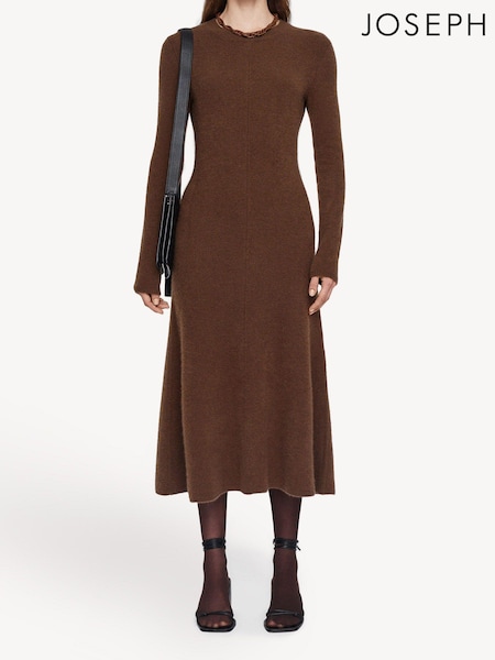 Joseph Brown Brushed Cashmere Midi Dress (AC5320) | €983