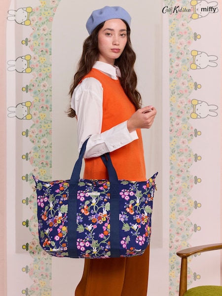 Cath Kidston Navy Botanical Miffy Overnight Bag (AC5322) | CA$211