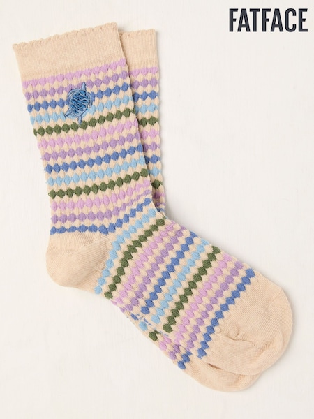FatFace Oatmeal Embroidered Turtle Socks (AC5375) | ₪38
