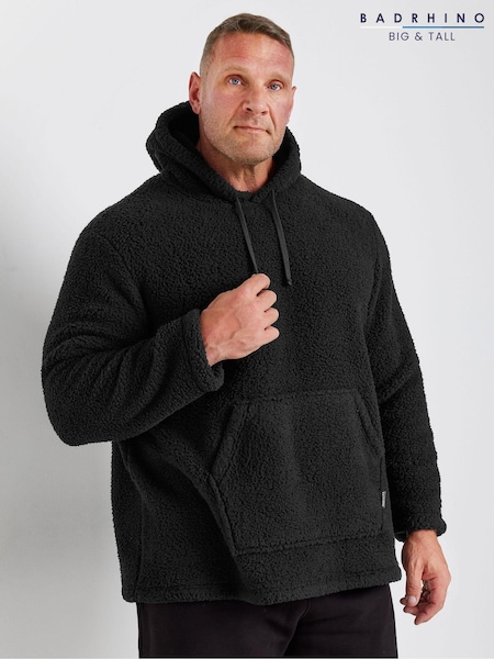 BadRhino Big & Tall Black Lounge Borg Hoodie (AC5556) | ₪136
