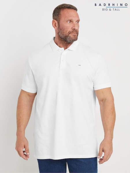 BadRhino Big & Tall White 100% Cotton Long Short Sleeve Polo Shirt (AC5563) | 1,202 UAH