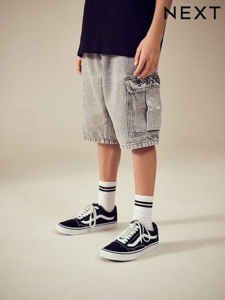 Grey Graffiti Denim Cargo Shorts (3-16yrs) (AC5628) | ₪59 - ₪80