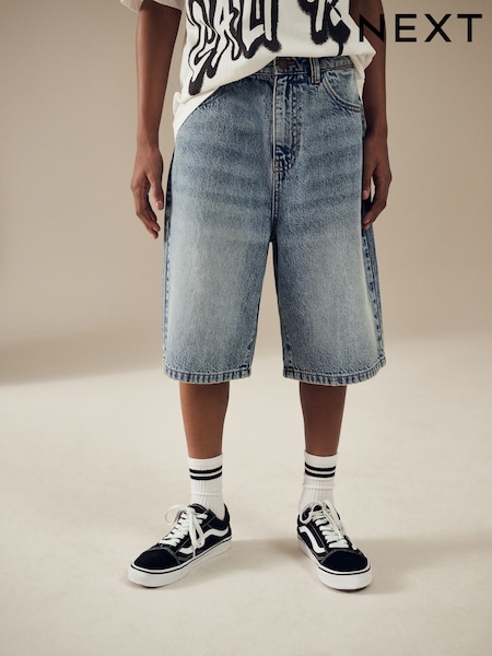 Mid Blue Long Line Jort Denim Shorts (3-16yrs) (AC5638) | R220 - R311