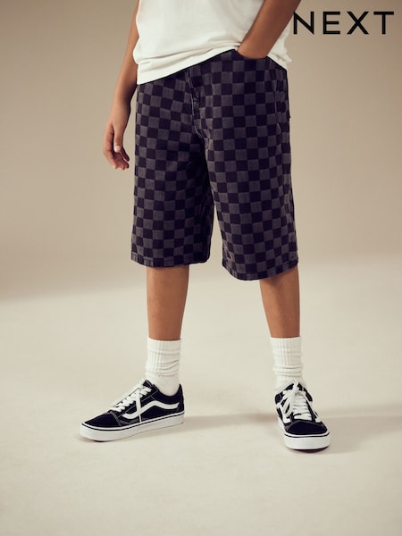 أسود مربعات - Long Line Jort Denim Shorts (3-16yrs) (AC5650) | ‏71 د.إ.‏ - ‏ 97‏ د.إ.