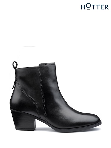 Hotter Black Regular Fit Delight Zip Boots (AC5716) | €138