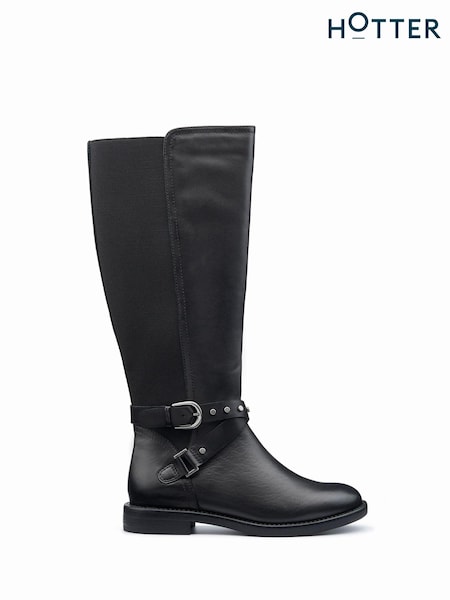 Hotter Black Regular Fit Dana Zip Boots (AC5742) | €121