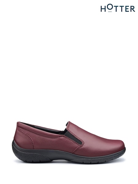 Hotter Glove II Burgundy Red Wide Fit Slip-On Shoes (AC5748) | €113