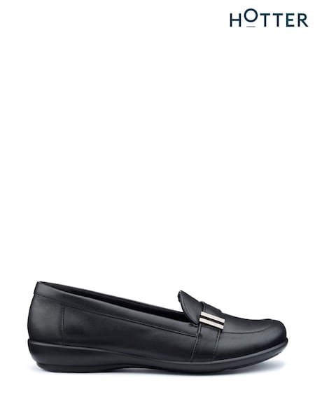 Hotter Black Standard Fit Regular Fit Clay Slip-On Leather Shoes (AC5768) | €121