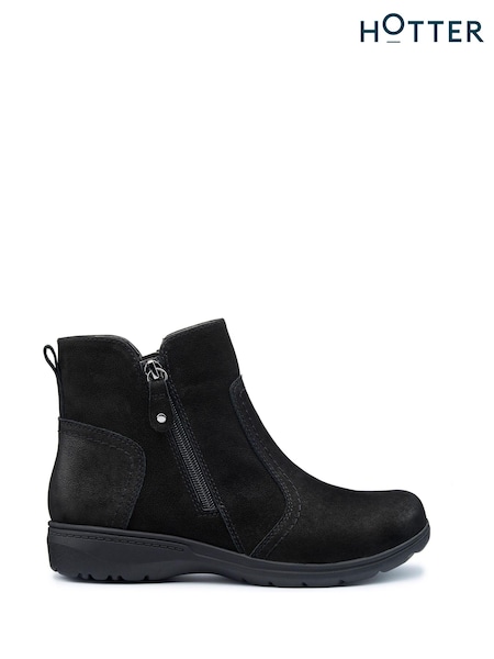 Hotter Black Derby Zip Wide Fit Boots (AC5776) | €126