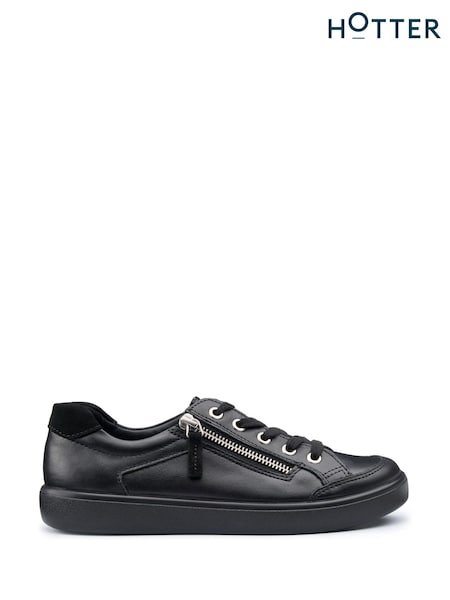 črna - Hotter Wide Fit Chase II Lace-Up Zip X Shoes (AC5777) | € 117