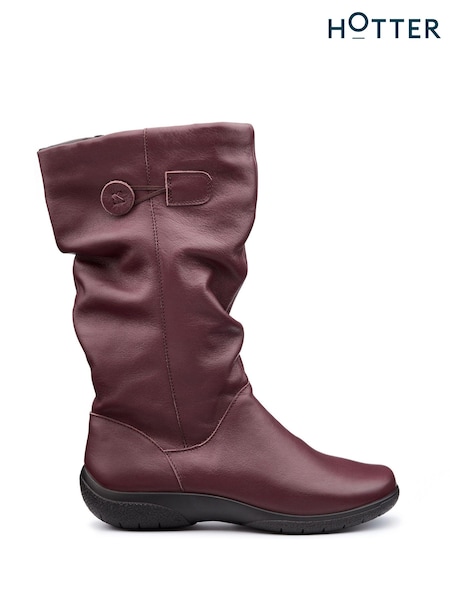 Hotter Red Wide Fit Derrymore II Zip-Fastening Boots (AC5783) | €177