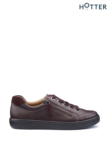 Hotter Burgundy Red Wide Fit Chase II Lace up / Zip Trainers (AC5807) | €126