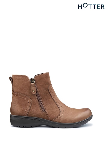 Hotter Brown Derby Zip Wide Fit Boots (AC5819) | €79
