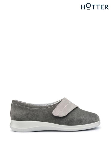 Hotter Grey Regular Fit Wrap Touch Fastening Slippers (AC5839) | €61