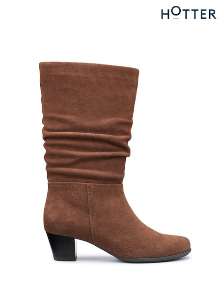 Hotter Brown Regular Fit Sloane Zip Boots (AC5840) | €177